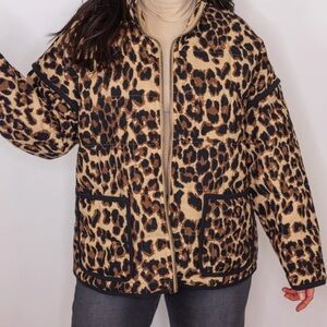 Oversized Leopard Print Women's Jacket Size S